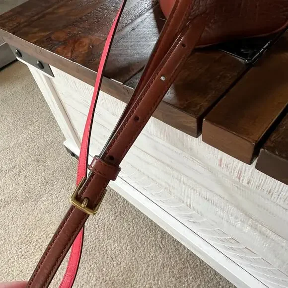 Coach Mini Bleeker Riley Carry All Leather Purse with Coral Accents Crossbody - Picture 12 of 13